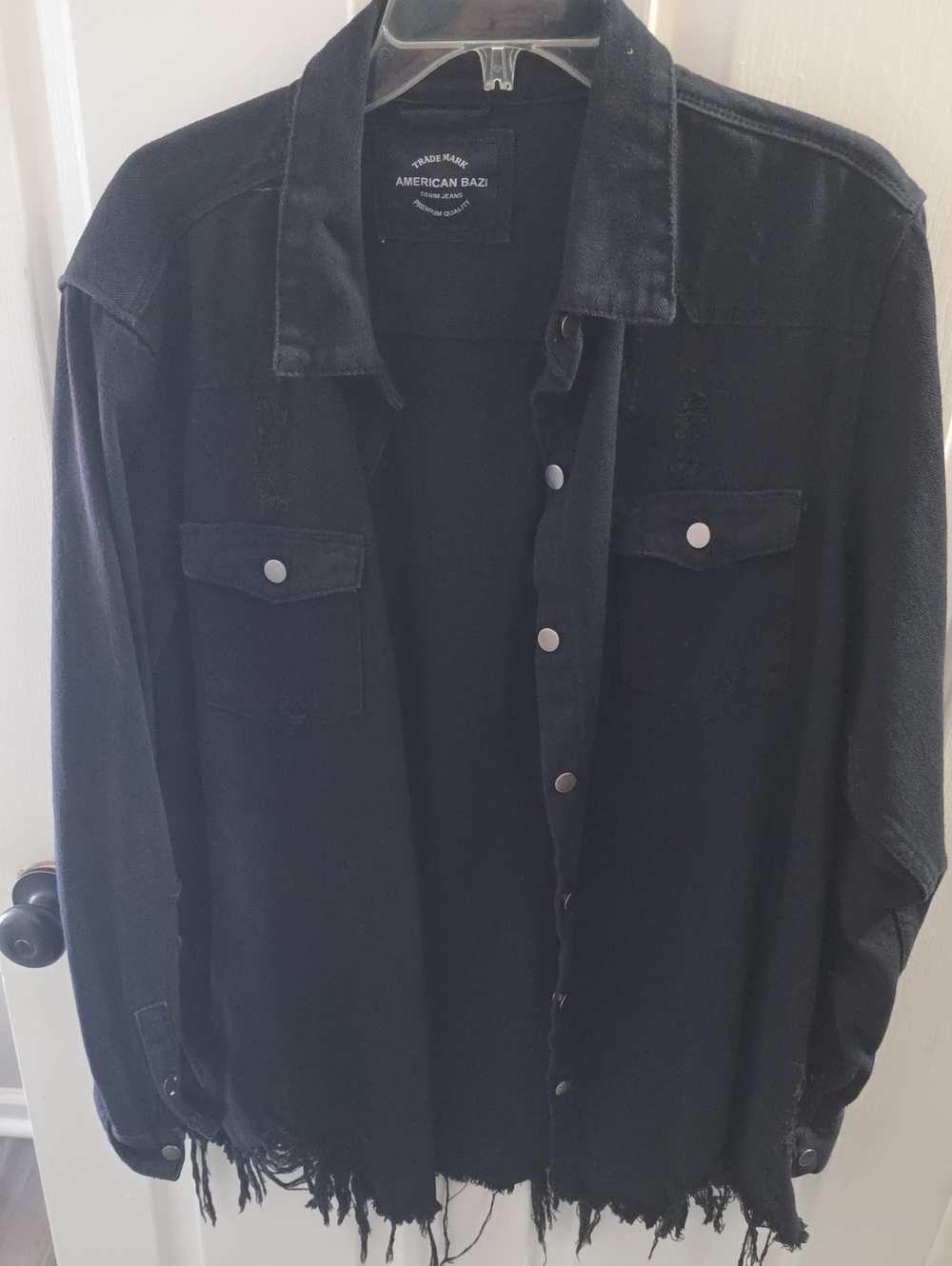 American Bazi Black Distressed Shirt Jacket